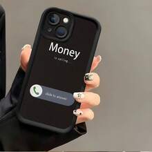 "Money Is Calling" Text Pattern Phone Case, Hot - Selling Creative Patterns, New Groove Stepped Mobile Phone Case, Fun, Simple And Fashionable Personality  For Men And Women Suitable For IPhone Mobile Phone Case11/12/13/14/15/16/ 16E/16PRO/16PROMAX/16PLUS,Suitable For IPhone17 Air,Suitable For IPhone17 Air - 黑色 - 查看 7