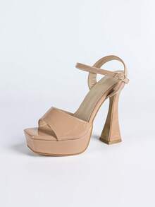 High Heel Platform Rhinestone Decor Runway Model Sandals, Comfortable Wear, Spring Summer Outfits - Coral Pink - View 6