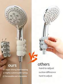 Shower Head Holder, Silicone Material, Suction Cup Design, Wall-Damage Free, Universal Fit No-Drill.Shower Suction Cup Hanging Spray Head Base, Universal, No-Drill, Movable And Fixed Type, For Bathroom Use.