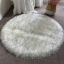 1件装蓬松圆形地毯，毛绒地毯，装饰地毯，长绒圆形地毯，白色、浅灰色、浅粉色、浅蓝色、浅黄色、黑色、紫色、玫瑰红、白底灰边圆形地毯，温暖冬季装饰，浴室厨房装饰，圣诞装饰，厨房地毯 - 彩色 - 查看 18