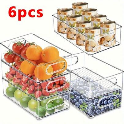 3pcs/6pcs Set Transparent Refrigerator Storage Boxes - Multifunctional Food Storage Containers, Suitable For Refrigerator, Freezer And Pantry - Great For Fruits, Vegetables, Meats, Etc. - Durable Plastic, Easy To Clean, Fridge Organizer