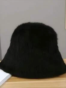 قبعة دلو قابلة للتعديل من فرو الأرنب، مريحة وناعمة وشتوية، مناسبة للخريف والشتاء، قبعة بيضاء فاخرة وناعمة للاستخدام اليومي - الأسود - مشاهدة 3
