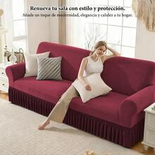 3 Piezas Funda Elástica con Falda para Sofá de 1/2/3 Plazas,Cubre Sillones para Sala,Tela Resistente y Duradera,Decoración para Sala,Protector de Sofá Contra Manchas y Desgaste Impermeable para Hogar/Oficina/Departamento - Multicolor - Ver 2