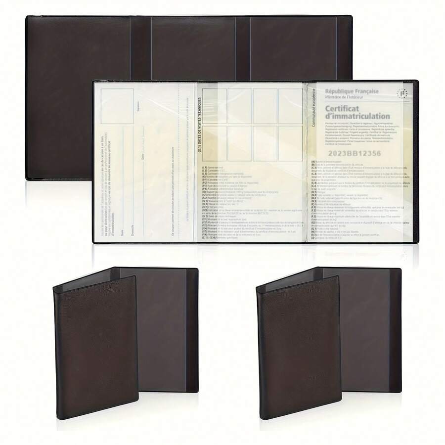 Black Vehicle Registration And Insurance Card Holder - Transparent Plastic Document Sleeve, Suitable For Car/Motorcycle Documents - Black - View 1