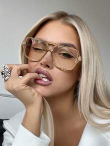 1 PC Women's Classic Aviator Frame Glasses For Computer Gaming Home Office - Multicolor - View 8