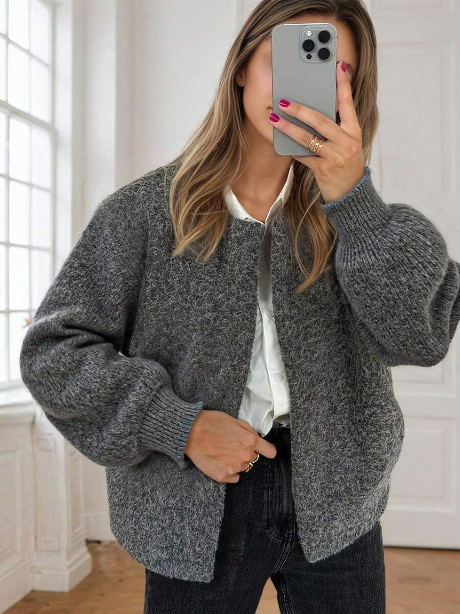 Cardigan ample et décontracté en mélange de laine pour femmes, convenant aux voyages et aux thés, automne/hiver