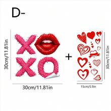 1 buc Inimă romantică de Ziua Îndrăgostiților, Autocolant de sticlă din seria Pisicii Pitice Roz, Material PVC cu adeziv static (detașabil), Potrivit pentru decorațiuni de casă, dormitor, sufragerie și uși din sticlă, Aranjament cameră pentru cupluri, Accente romantice pentru casă, Cadouri de Ziua Îndrăgostiților