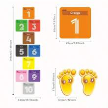 12pcs Cartoon Funny Square Number Hopscotch Wall Stickers, Home Decor, Self-Adhesive, Floor Decoration, Suitable For Bedroom And Living Room - A - View 2
