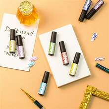 MEET ACROSS Set de 2 esmaltes de uñas en gel de 5ml con líneas francesas en negro y blanco, para pintura de graffiti y rayas, con pincel delgado para diseño DIY en casa o salón, regalo para niñas - Multicolor - Ver 4