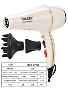 CRASTS 1 Hair Dryer With 1 Concentrator Nozzle & 1 Diffuser Nozzle, Straightener, Curling Iron, Curling Wand, Straightening Iron, Styling Brush, Curling Brush - EU F Type Plug(220-240V) - View 5