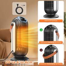 Calentador Electrico para Hogar, 1500W Calentador de Cerámica PTC, Protección de , con 3 Modos, Mandos a Distancia y 1-7 Sincronización, Portátil Calentador para Sala, Oficina, Dormitorio - 1 - Ver 5