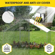 Techigher Large Metal Chicken Run, Walk-In Poultry Cage, Spire-Shaped ChickenCoop With Waterproof And Anti-Uv Cover For Outside,Backyard And Farm - Sliver 9.8' L X 6.5' W X 6.5' H - View 3