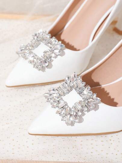 1 Çift (2 adet) Çıkarılabilir Kendin Yap Ayakkabı Aksesuarları, Şık Metal Kare Tokalı Dekor, Yüksek Topuklu Ayakkabılar, Ayakkabılar, Ofis ve İş Ayakkabıları İçin Şık Ayakkabı Klipsleri, Siyah/Beyaz/Kırmızı