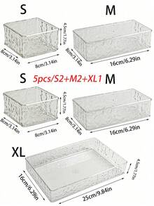 1pc Clear Drawer Organizer With Dividers For Cosmetic Storage, Dressing Table, Skin Care Product Classification, Perfume Organizer, Lipstick Holder, Eyebrow Pencil Storage Box,For Holiday Beach, Bathroom Collection, Bedroom Collection, Large Capacity - Crystal Pattern Transparent - View 15