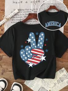 Casual Versatile Solid Color Round Neck Short Sleeve T-Shirt - Black - View 1