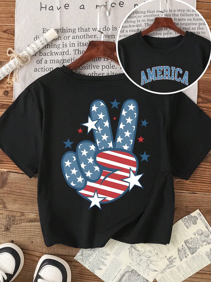 Casual Versatile Solid Color Round Neck Short Sleeve T-Shirt - Black - View 1