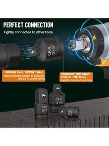 Juego de 6 adaptadores y reductores de impacto de 1/4 pulgadas, 3/8 pulgadas, 1/2 pulgadas, 3/4 pulgadas, juego de adaptadores de impacto con funda de almacenamiento, destornillador de impacto y llave inglesa, juego de reductor de llaves y herramientas mecánicas - Rojo - Ver 5