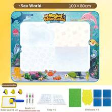 神奇水彩画垫，超大水彩画布涂鸦玩具套装，画板，儿童益智玩具，儿童礼物，多种尺寸（包含画布、画笔、描图纸）（随机颜色：黄色、绿色、粉色水彩笔） - 彩色 - 查看 21