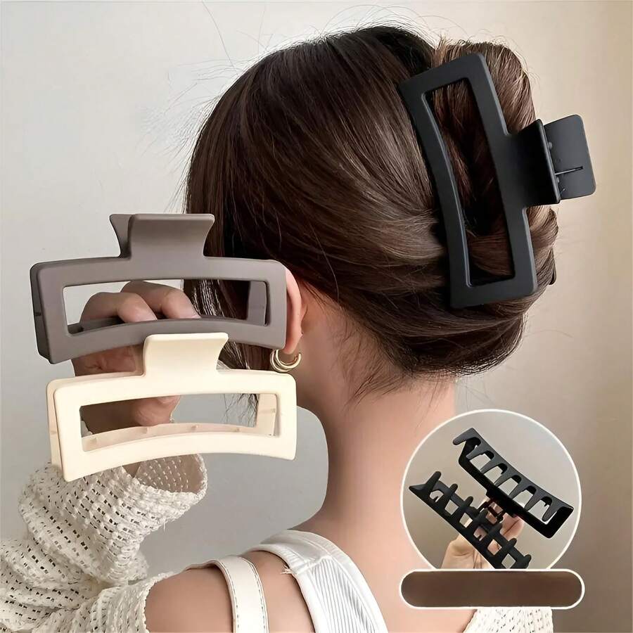 Square Hair Clip, Women's Back Of The Head, Coiled Hair Clip, Elegant Temperament, Grabbing Clip, Ins Style, High Ponytail, Shark Clip - Bốn màu sẽ được gửi ngẫu nhiên. - Xem 1