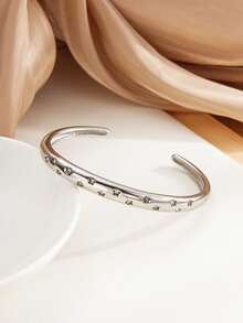 1件/2件装不锈钢手链，奢华优雅风格，星形设计镶嵌水钻，朋友礼物套装，男女皆宜，女士手链，高品质女士手链，女士手链，可叠戴手链，情侣礼物 - 手鐲 - 查看 11