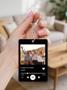 1pc Customized Photo & Song Title Acrylic Keychain, Fashionable Design, Suitable For Music Lovers, Anniversary, Birthday, Wedding, Personalized Gift, High-Quality Accessory - Multicolor - View 7