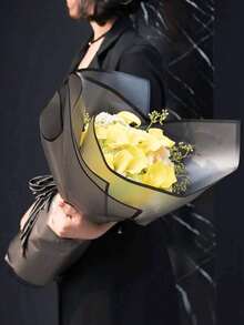 20 Peças Papel de Embrulho Floral, Papel de Embalagem de Buquê, Acabamento Dourado, Estilo Coreano, Adequado para Artesanato DIY, Presentes, Decoração, Suprimentos Florais, 23 X 23 Polegadas, Papel Seda, Suprimentos de Buquê (Rosa) - Multicolorido - Visão 7