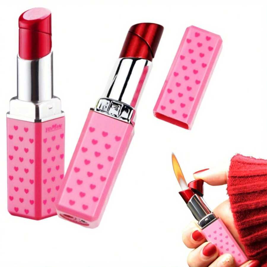 SCute Lipstick Lighter - Refillable Butane Lighter With Adjustable Flame, Discreet & Portable Lip Gloss-Shaped Ignition For Women & Girls (Birthday/Valentine's Gift) - For Outdoor, Parties (Butane Not Included) - Màu hồng mát mẻ - Xem 1