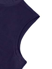 Men's Casual Letter & Heart Print Round Neck Tank Top - Navy Blue - View 6