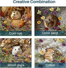 Sukh 150 g de para hámster, Flores y Hierbas, para hámster, Control de olores, Ropa de Cama de hámster Enano, jerbos, Robo, Ropa de Cama para hámster, hámster, hábitat, decoración, Comida para - Mezcla 1 - Ver 4