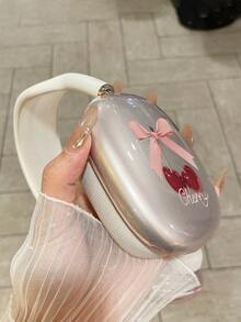 "1 Pair Pink Transparent Cherry Bow Letter Print Earpad Cover Compatible With AirPods Max - Soft TPU Protective Shell, Shockproof Scratch-Resistant Headphone Case Compatible With Apple Over-Ear Wireless Headphones" - Pink - View 7
