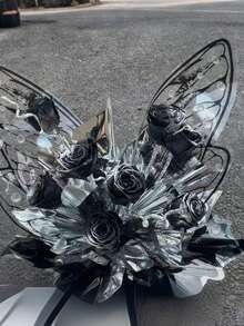 20pcs Butterfly & Floral Wrapping Paper, Waterproof Butterfly Bouquet Packaging Paper, OPP Transparent Floral Wrapping Paper, Suitable For Flower Shop Supplies, Gift Packaging, DIY Crafts, Size 19x22 Inches (Black Butterfly)