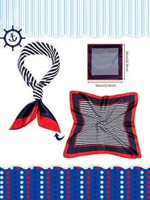 2件套：水手帽、围巾、时尚眼镜，男女通用游艇船长服装，水手角色扮演派对（条纹帽颜色随机） - 彩色 - 查看 6