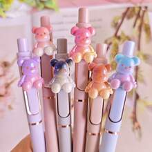 6支/套 可爱新款卡通金属夹式圆珠笔，经久耐用，书写流畅，通用黑色墨水 - E023-016 - 查看 2