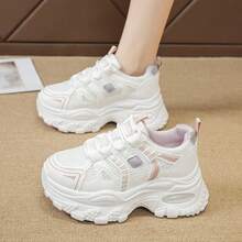 2025新款女士厚底休闲运动鞋，厚底运动鞋 - 白色 - 查看 2