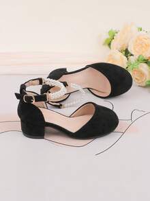 Wedding Party Evening Vacation Sweet Cute Flower Girl Girls' Shoes Suitable For Big Medium Small Girls Children Shoes Baby Shoes Classic Comfortable Versatile Little Shoes Girls Fashion Black Pearl Four Seasons Holiday Elegant High Heel Chunky Heel Shoes Formal Dress Performance Shoes Dance Mary Jane Princess Shoes Hollow Shoes - Black - View 8