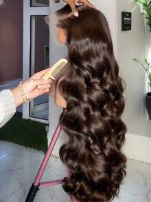 250% Chocolate Brown Body Wave Wig Human Hair Wigs 13X4 Lace Front Wig #4 Light Brown Long Body Wave T Part Lace Frontal Wig Pre Plucked Hairline Transparent Lace Frontal Wig Christmas Gifts For Women