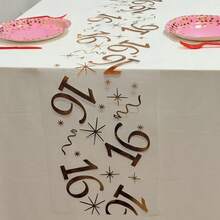 1pc Rose Gold Number Birthday Table Runner, 45th Birthday, 11.02*108.27/196.85/393.7 Inches, Birthday Party Decoration, Anniversary Retirement Party Supplies, Birthday Celebration, Party Supplies, Father's Day, Mother's Day - Rose Gold - View 17