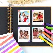 Scrapbook Álbum para Fotos 17.5x17.5cm, 40 Páginas de Papel Kraft Tapa Dura. Álbum Fotográfico DIY con Pegatinas, Libro de Recuerdos para Familia y Boda - Negro - Ver 9