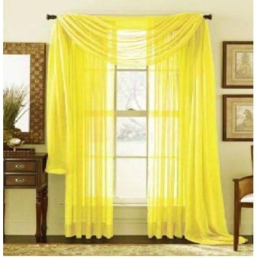 Elegant Comfort - Panel Transparente de 2 Piezas con Bolsillo para Barra de 2 Pulgadas, Cortinas de Ventana de 60 Pulgadas de Ancho x 84 Pulgadas de Largo, Azul Claro(101.6An x 213.4Al cm (2 Paneles) Amarillo Neón) - Multicolor - Ver 1