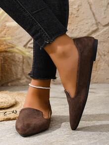 35-45 Plus Size Women's Fashion Hollow-Out Flat Slip-On Casual Shoes, Comfortable Non-Slip Breathable Loafers For Spring, Summer, Autumn, Versatile Lightweight Flat Shoes In Khaki, Black, Blue, Brown, Beige Solid Colors, Pointed Toe Espadrilles, 2024 Spring/Autumn, Run Small Size, Irregular Floral Pattern, Canvas, Suitable For Wide Feet