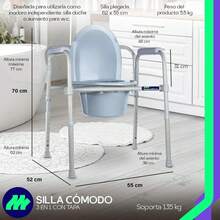 MEDICAL STORE de Lujo Silla Modelo 52103-3 en 1: Comodo, Asiento Aumento Inodoro y Silla Ducha |   Baño Portátil Adultos con Regatones Antiderrapantes y Cubeta |   Silla Bacinica Adultos - 1 - Ver 1