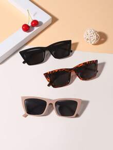 3 piezas Gafas de moda con montura de ojo de gato de policarbonato estilo retro para jóvenes de 12 a 16 años, para uso diario y coordinación con ropa de exterior - Multicolor - Ver 10