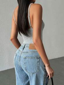 GAOVOT Bộ đồ liền thân thể thao ôm sát gợi cảm phong cách Y2K, thích hợp cho mùa hè. - hoa màu xám - Xem 2