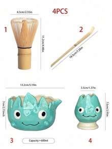 1件/2件/3件/4件套可爱火焰造型陶瓷抹茶套装,包含抹茶碗、抹茶筅、抹茶杯、搅拌器、茶勺和茶碗,可用于抹茶冲泡、甜点和糕点制作,是制作茶饮的理想工具套装。日式礼盒包装,宋代风格,抹茶筅工具套装,是送给抹茶爱好者的绝佳礼物。 - 彩色 - 查看 14