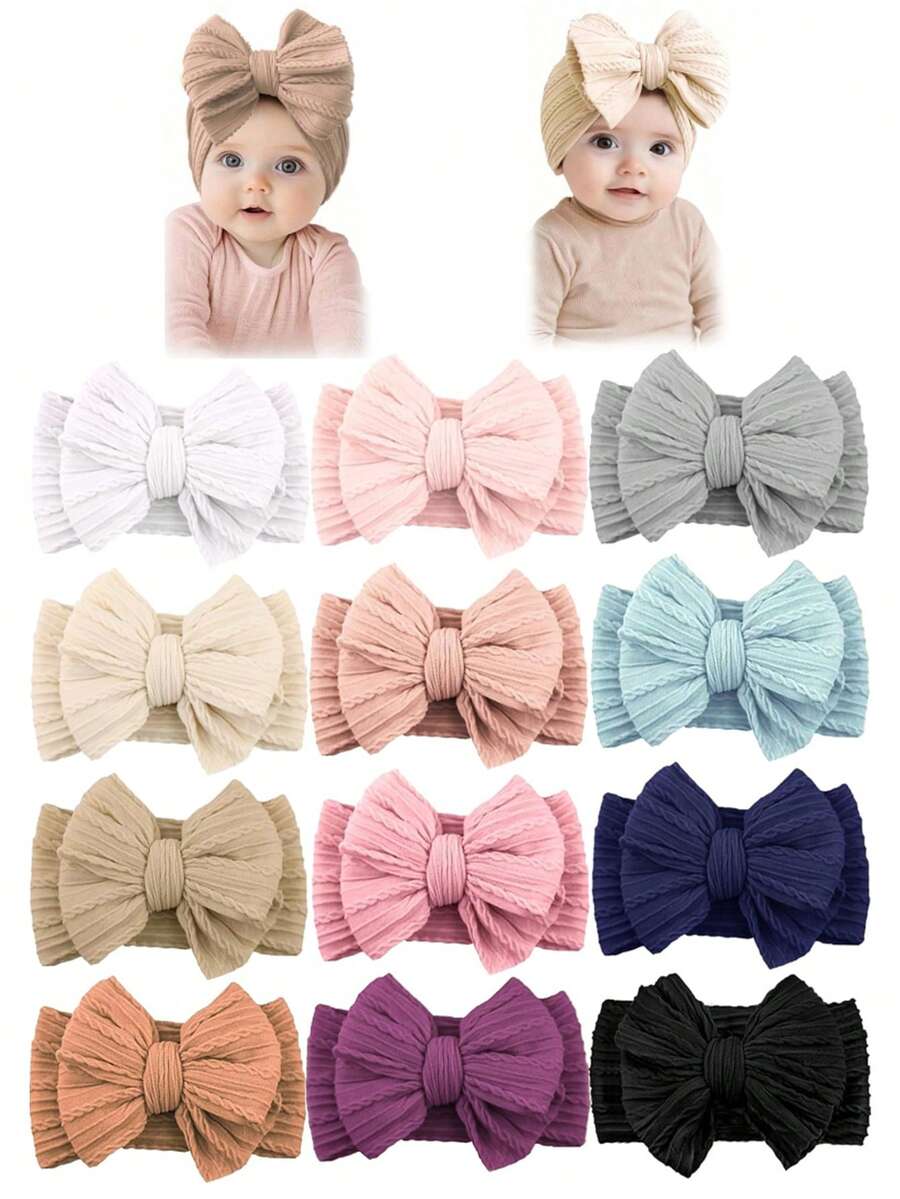 Headband ToddlerHandmade Baby Headbands Soft Stretchy Nylon Hair Bands With Bows For Newborn Infant Baby Toddler Girls,Hand Made,Nylon Headbands - Upgraded headband - 查看 1