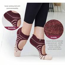 Calcetines antideslizantes de yoga para mujer, 4 pares de calcetines elsticos con agarre para pilates, barra, danza y entrenamientos en estudio. - inicial - Ver 4