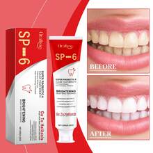 La pasta dental blanqueadora SP6 de 120 g contiene aceite de coco, bicarbonato de sodio y menta. Esta pasta suave limpia eficazmente los dientes, elimina las manchas y el amarilleamiento, y cuida tu salud bucal. - Menta - Ver 3