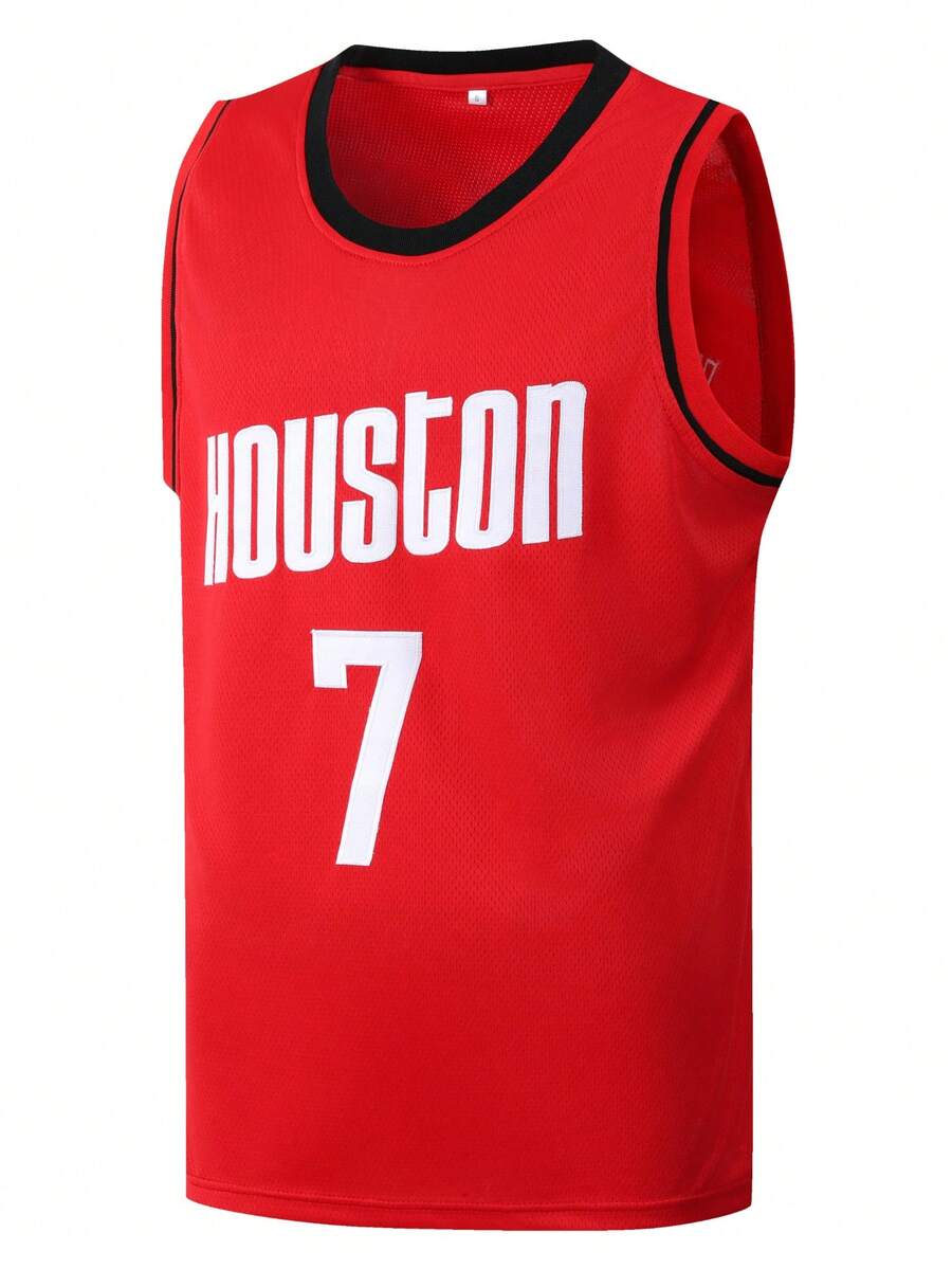Men's Basketball Jersey 7 Red Embroidered Casual Sports Vest Round Neck Sleeveless Training Suit Spring - Red - View 1