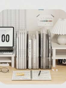 1/2/4 件装透明亚克力书架；书籍收纳盒，大容量办公文件收纳盒，A4 纸张桌面收纳盒，办公用品配件，桌面收纳架，学生返校用品，适用于家庭、书房、学校、办公室。杂志架