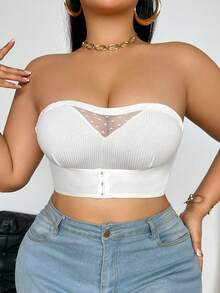 1 Áo ngực Jacquard hình trái tim trơn màu dành cho nữ, khóa trước thoải mái, cỡ lớn - trắng - Xem 3